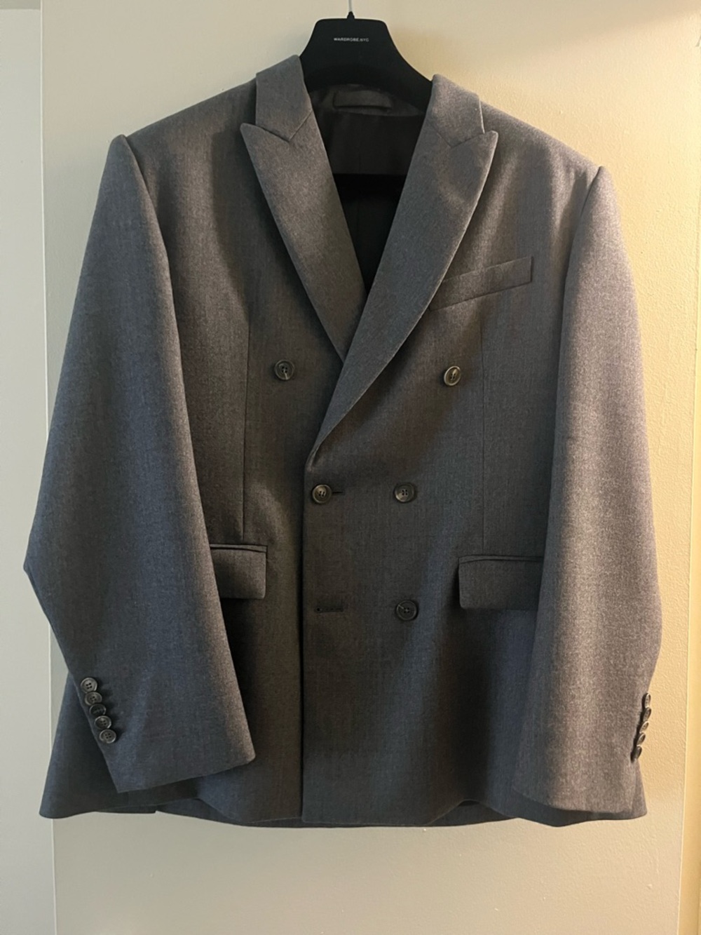 WARDROBE.NYC Double-Breasted Wool Blazer in Charcoal Gray - Picture 3 of 7